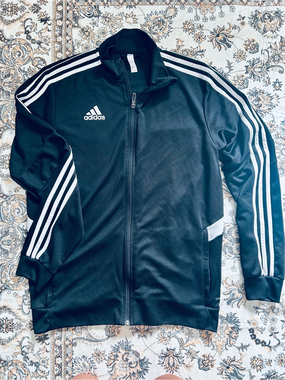 adidas Black Track Jacket with White Three-Stripes